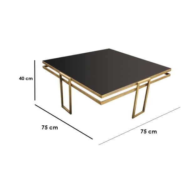 ترابيزة قهوة ستيل و زجاج ذهبى - 75×75×40 سم
