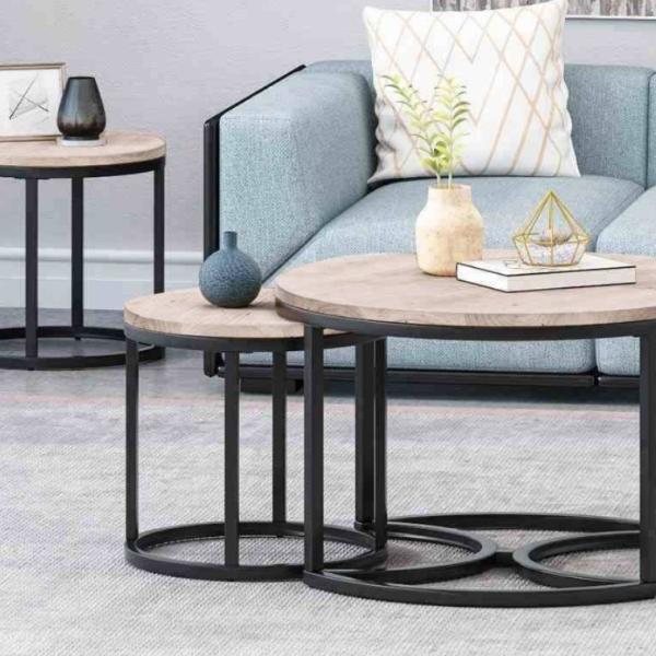 طقم ترابيزات قهوة حديد 3 قطع