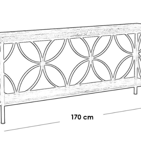 كونسول حديد وخشب ام دى اف أسود وبني - 80×170×35 سم