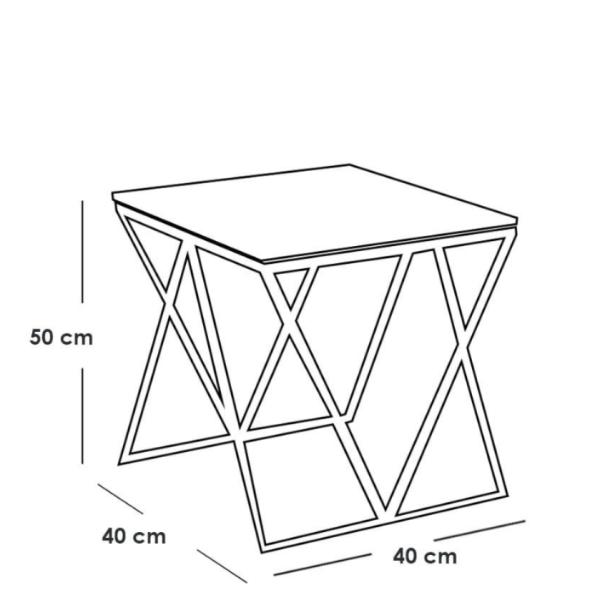 طقم ترابيزات جانبية حديد ورخام قطعتين - أسود وأبيض