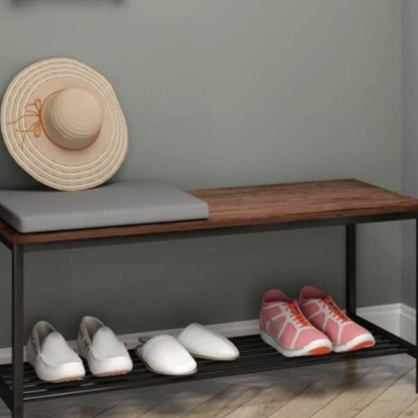 جزامة ستيل و ام دي اف رف أسود - 50×90×30 سم