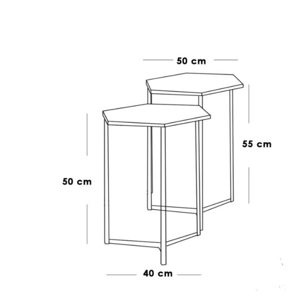 طقم ترابيزات جانبية حديد وزجاج قطعتين - ذهبي